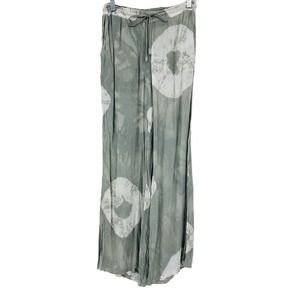 Kush Tie Dye Hippie Pants Gray Wide Leg Boho Elastic Waist Lightweight Womens S